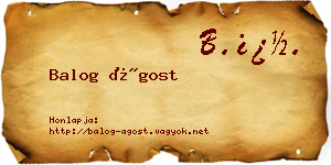 Balog Ágost névjegykártya