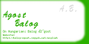 agost balog business card